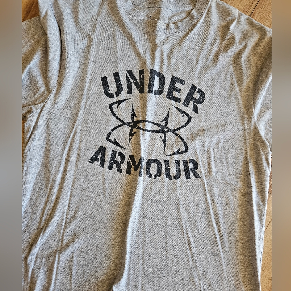 Under Armour Heather Gray Tee with Black Logo